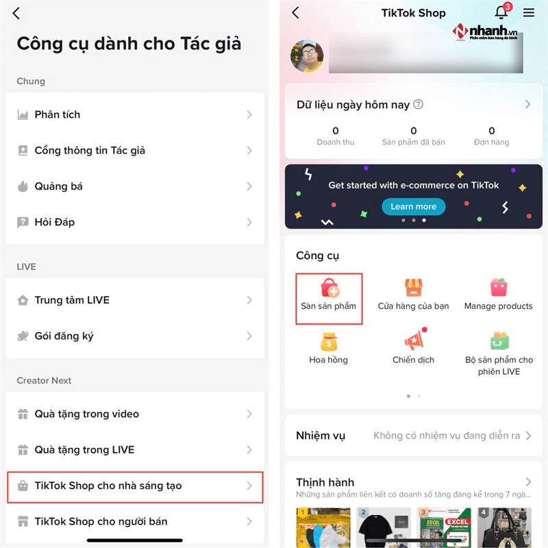 Truy cập TikTok Shop