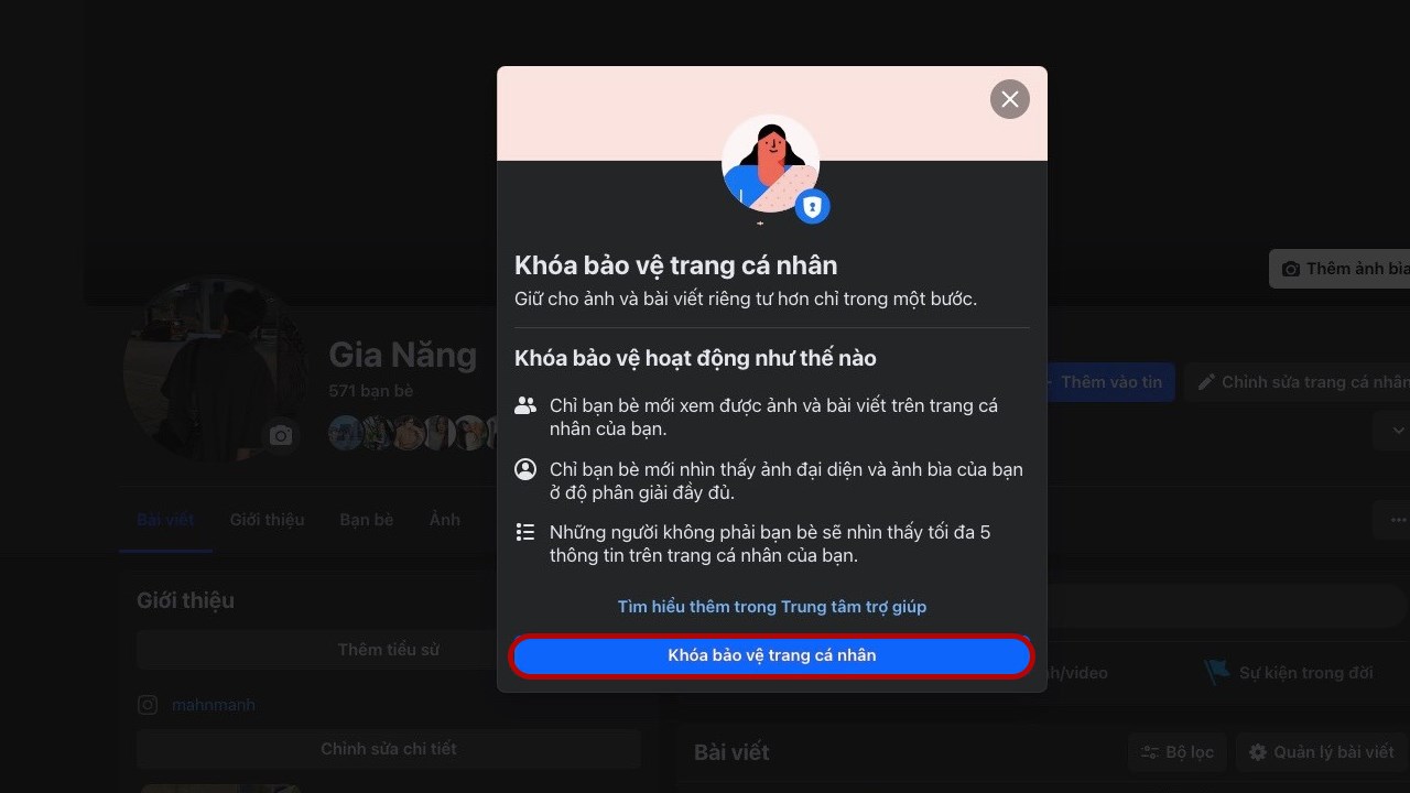 Cách khóa bảo vệ trang cá nhân trên Facebook