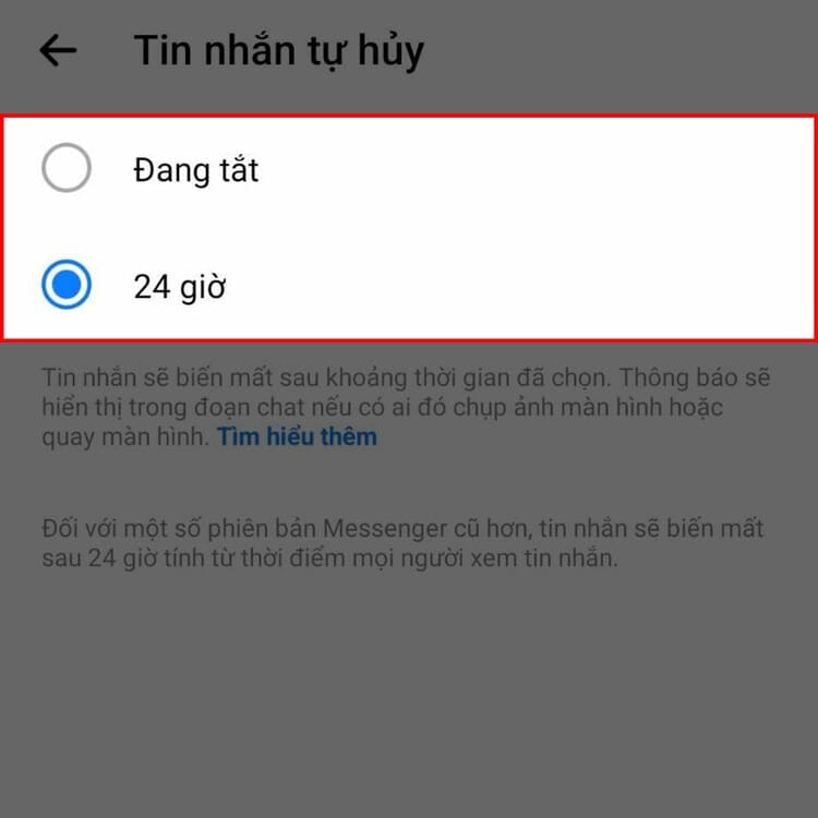 tự động xóa tin nhắn trên Messenger