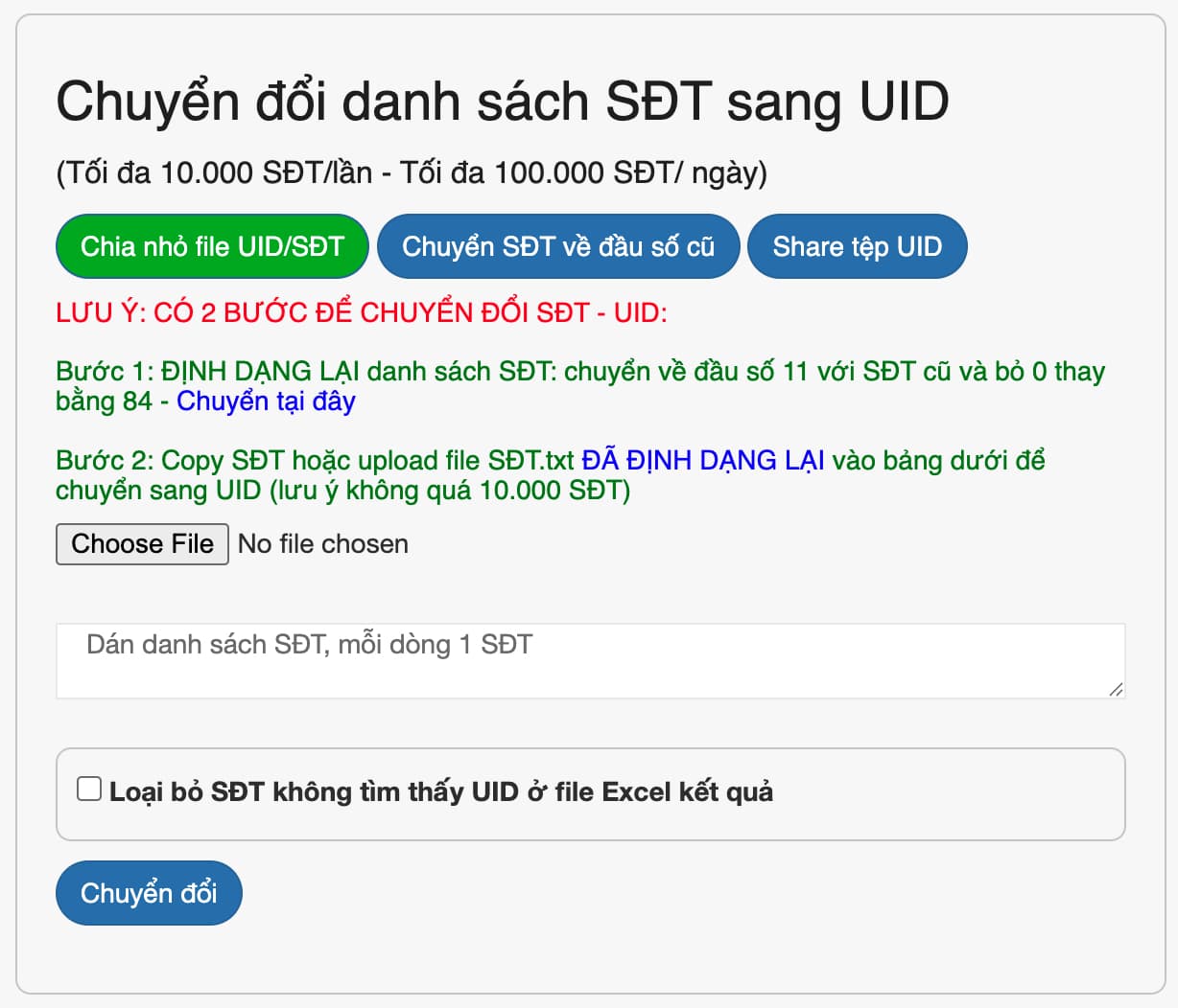 tool convert SĐT -> UID