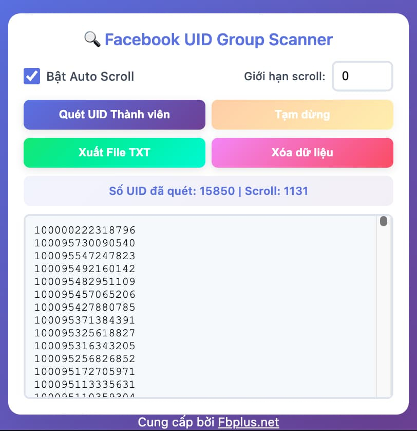 Công cụ quét uid group facebook miễn phí